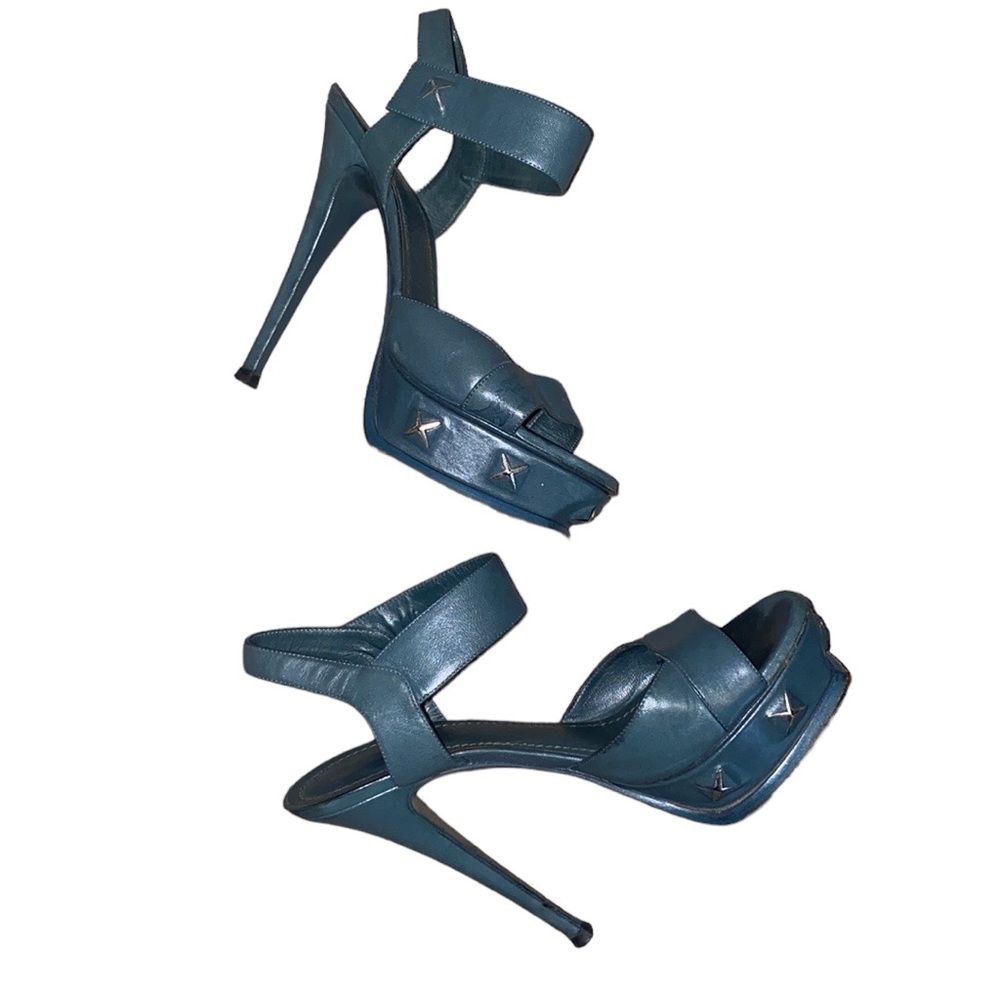 YSL leather Tribute stiletto platform sandal with stud detailing 36.5 - Picture 3 of 8